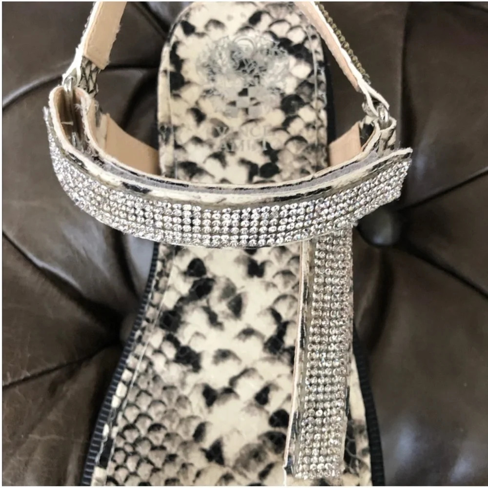 New Vince Camuto Arabelem Sandal Natural Snake leather crystal gem jeweled strap - Picture 12 of 14